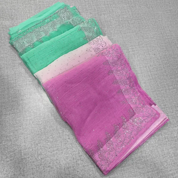 Premium Space Silk Double Colour Stone work saree | SR66